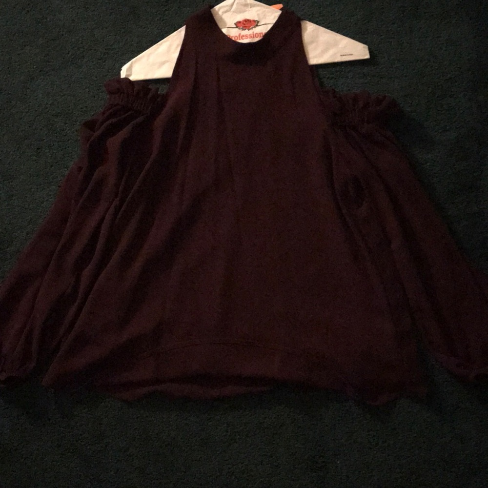 Polyester Shoulder Less A Little Ruffle Blouse